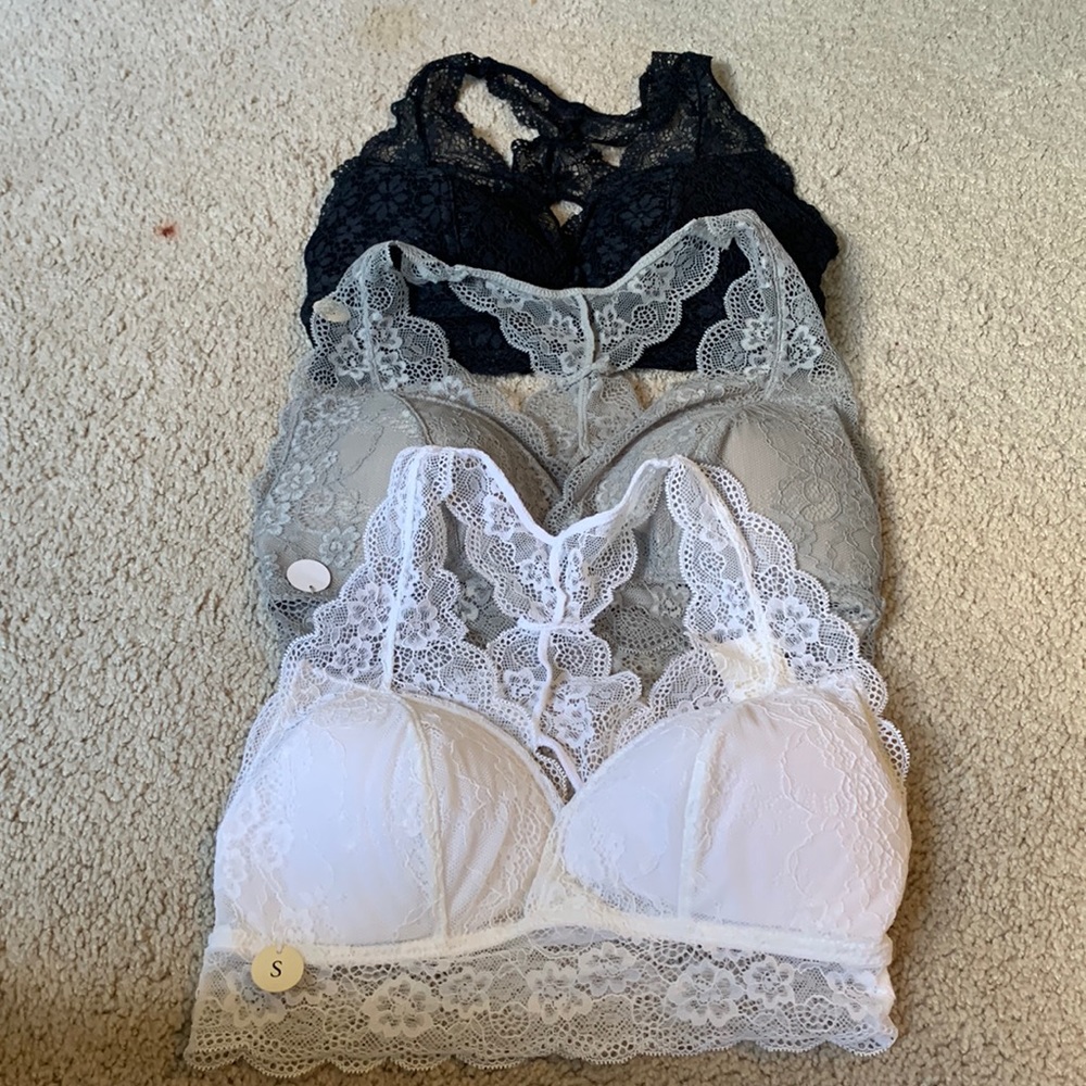 Aero bralette set of 3 (black, white, gray) size small